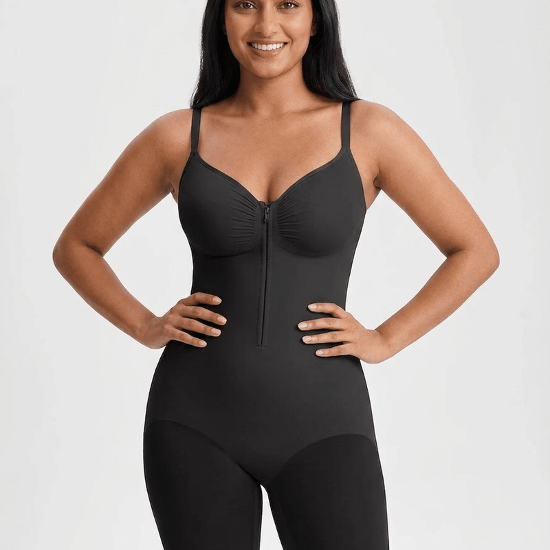 Tummy Control Seamless Mid Thigh Zipper Bodysuit