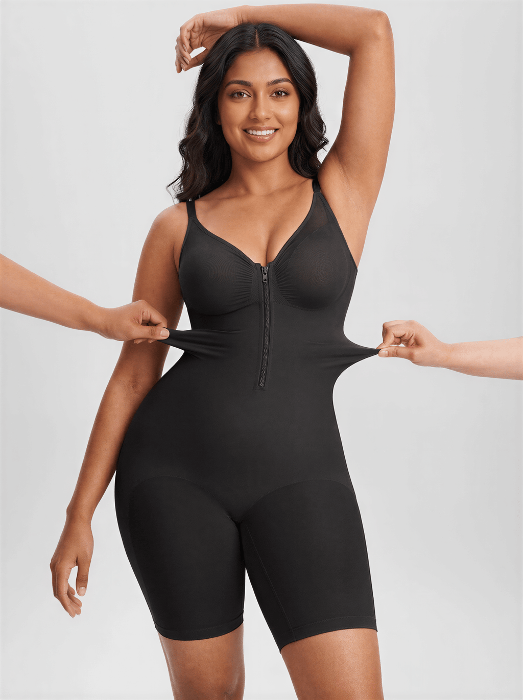 Tummy Control Seamless Mid Thigh Zipper Bodysuit