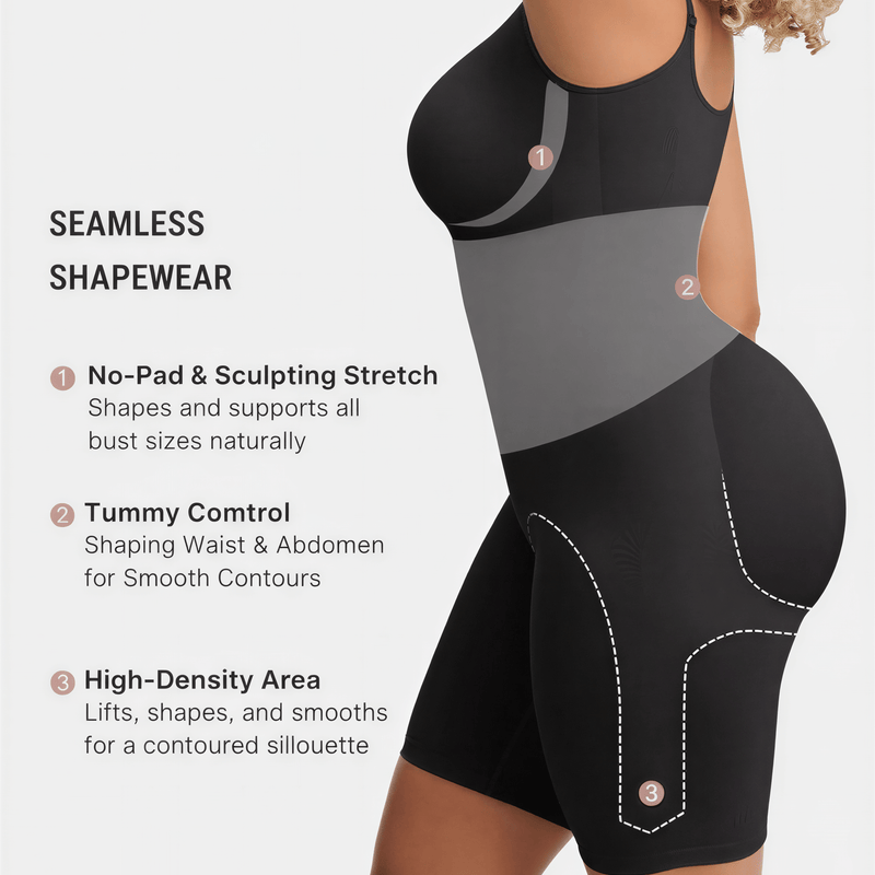Tummy Control Seamless Mid Thigh Zipper Bodysuit