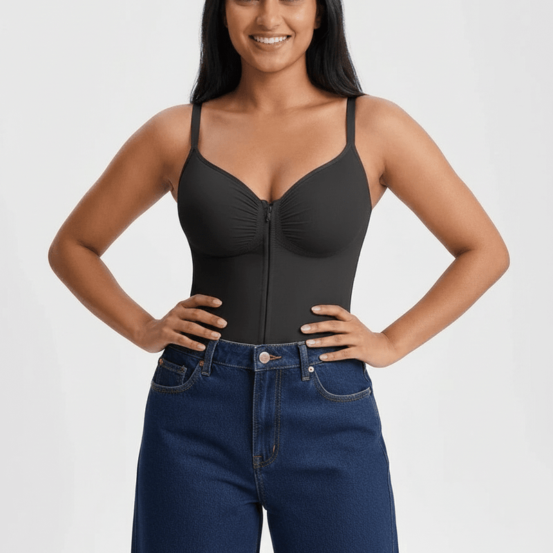 Tummy Control Seamless Mid Thigh Zipper Bodysuit