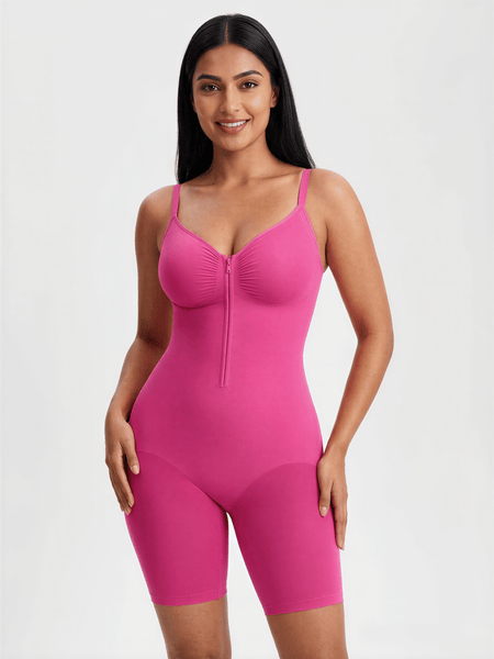 Tummy Control Seamless Mid Thigh Zipper Bodysuit