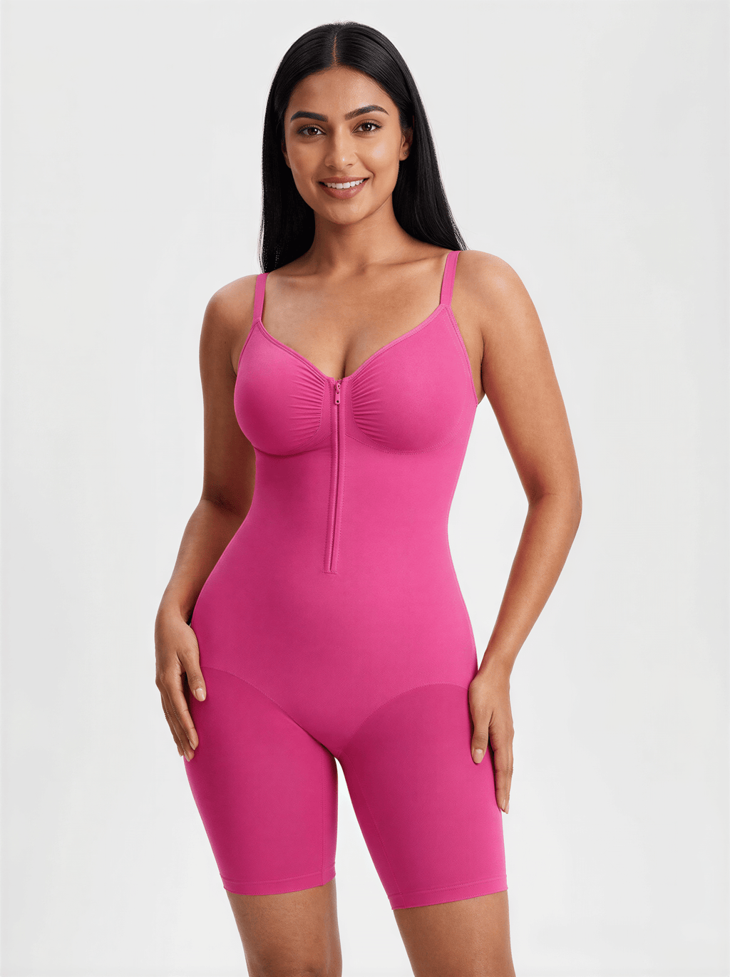 Tummy Control Seamless Mid Thigh Zipper Bodysuit
