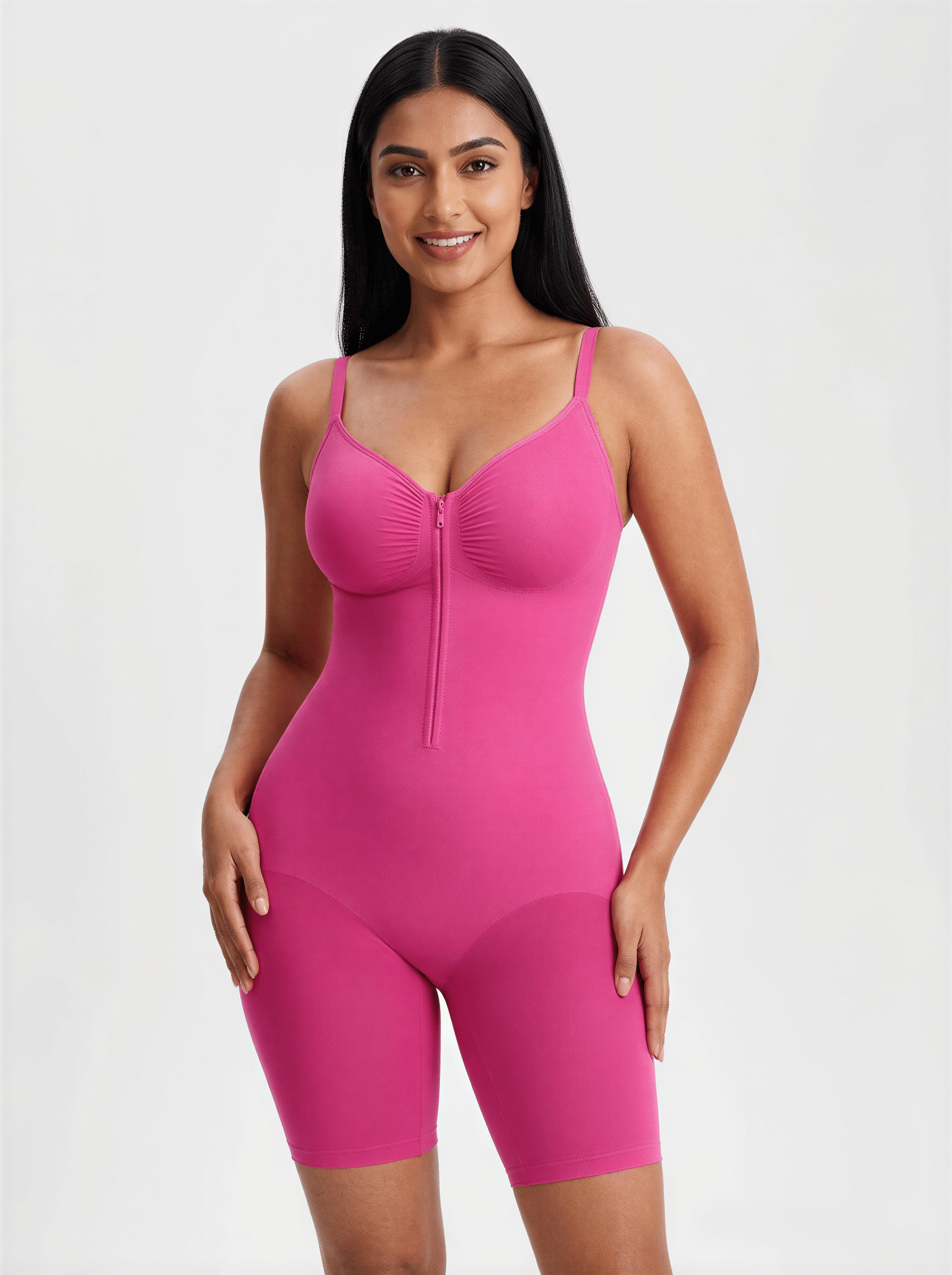 Tummy Control Seamless Mid Thigh Zipper Bodysuit