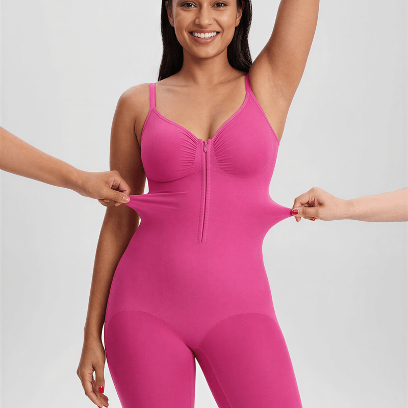 Tummy Control Seamless Mid Thigh Zipper Bodysuit