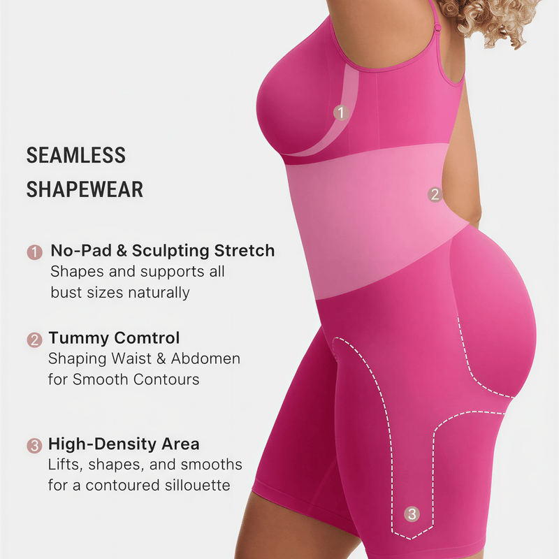 Tummy Control Seamless Mid Thigh Zipper Bodysuit