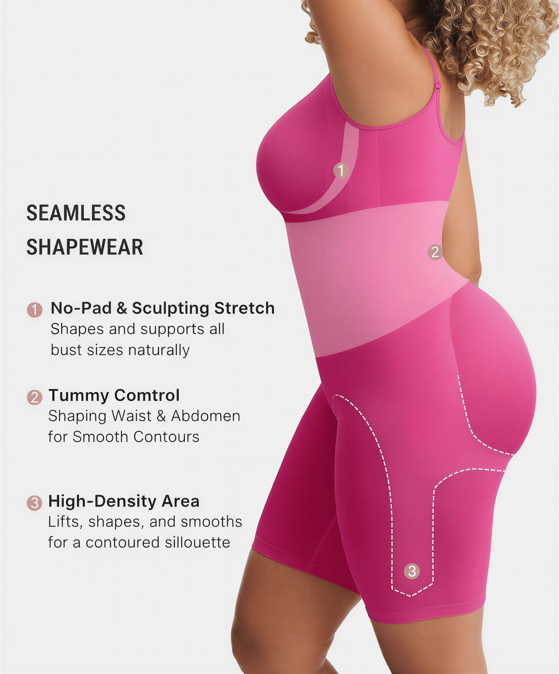 Tummy Control Seamless Mid Thigh Zipper Bodysuit