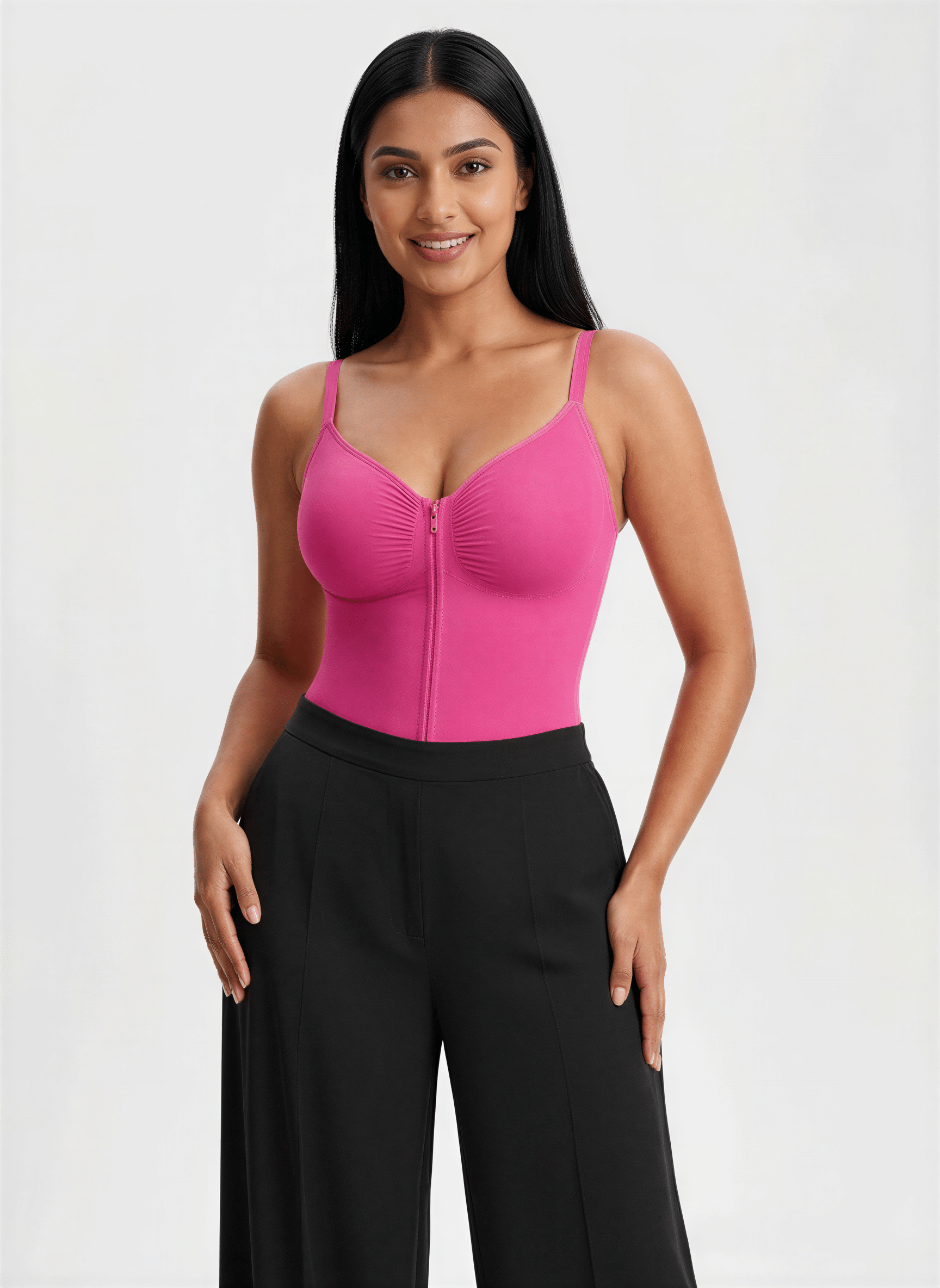 Tummy Control Seamless Mid Thigh Zipper Bodysuit