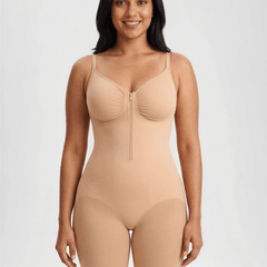 Tummy Control Seamless Mid Thigh Zipper Bodysuit
