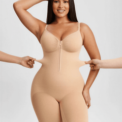 Tummy Control Seamless Mid Thigh Zipper Bodysuit