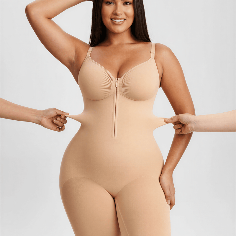 Tummy Control Seamless Mid Thigh Zipper Bodysuit