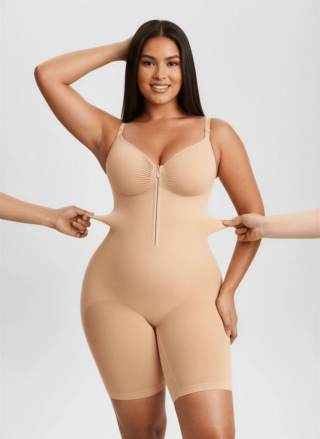 Tummy Control Seamless Mid Thigh Zipper Bodysuit