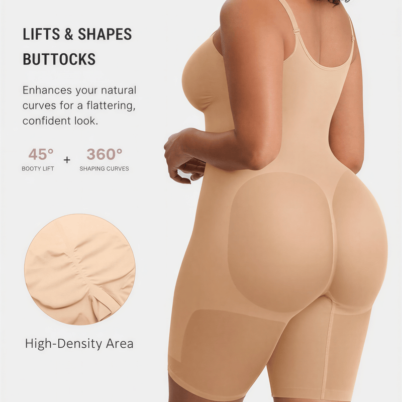 Tummy Control Seamless Mid Thigh Zipper Bodysuit
