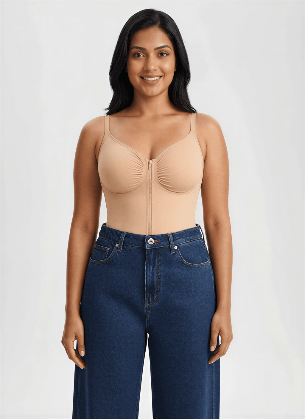 Tummy Control Seamless Mid Thigh Zipper Bodysuit