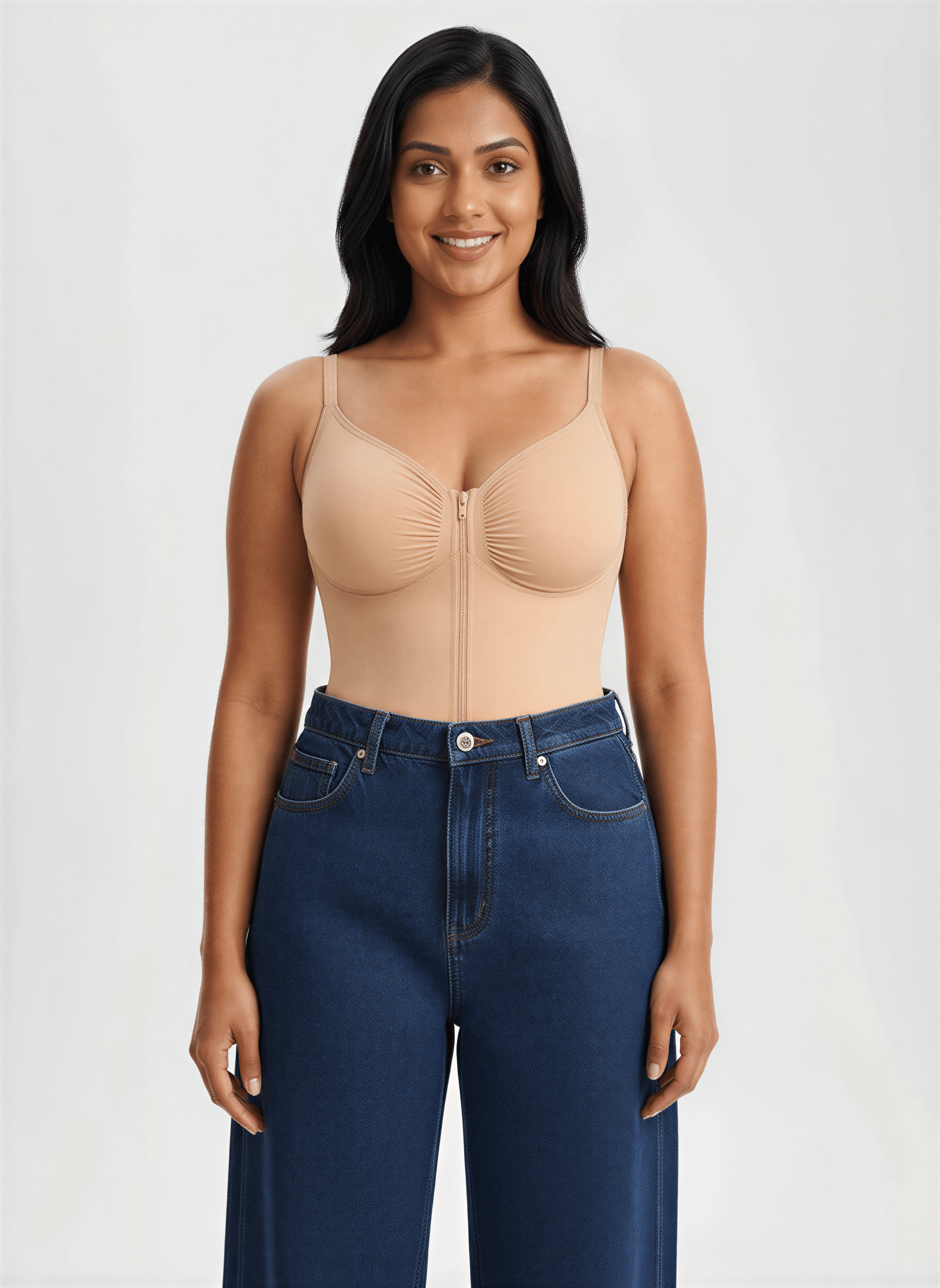 Tummy Control Seamless Mid Thigh Zipper Bodysuit