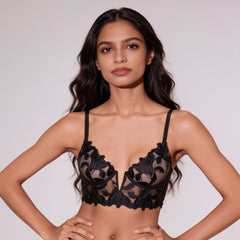 French Embroidered Lace Underwire Bra