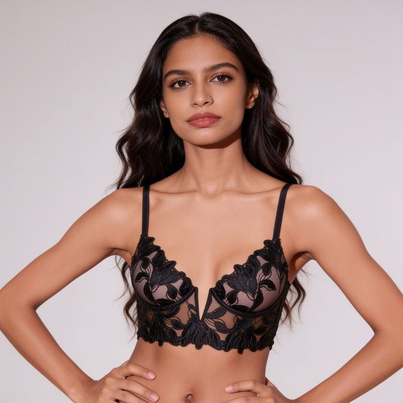 French Embroidered Lace Underwire Bra