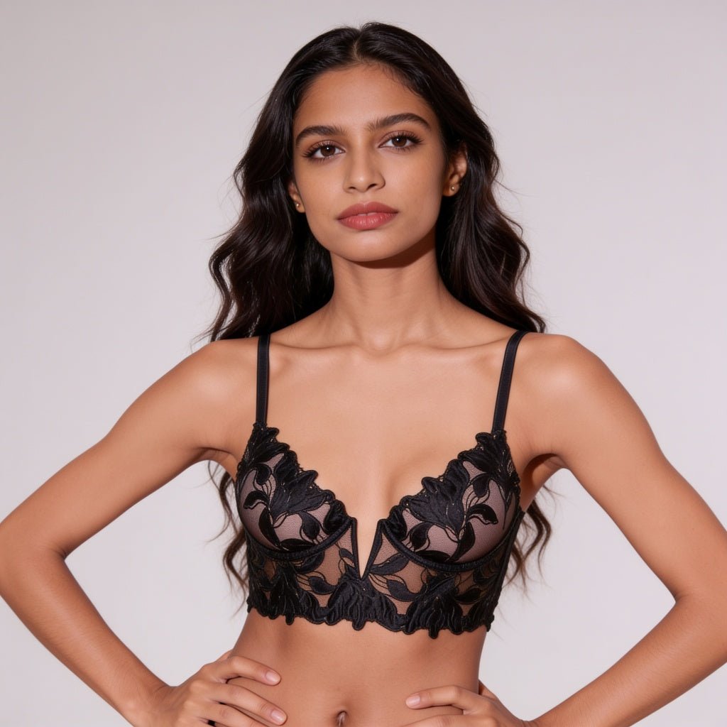 French Embroidered Lace Underwire Bra
