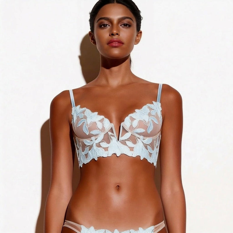 French Embroidered Lace Underwire Bra