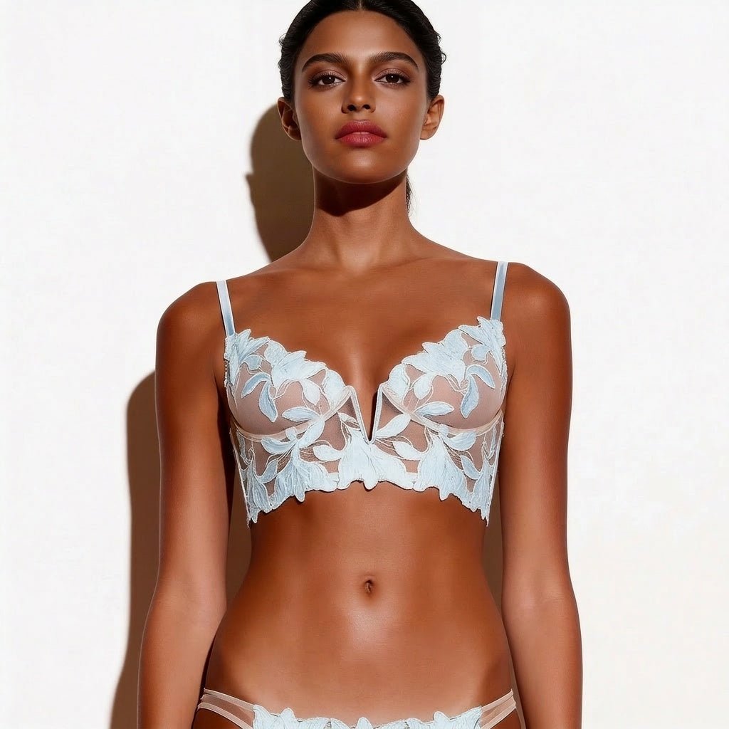 French Embroidered Lace Underwire Bra
