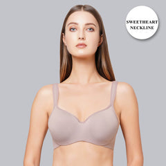 SOIE Woman - Padded Wired Full Coverage Seamless Cups Sweetheart Neckline Bra - Bra -for Women
