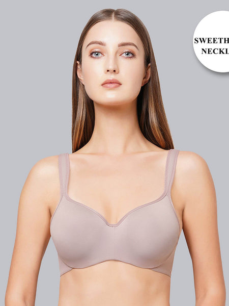 SOIE Woman - Padded Wired Full Coverage Seamless Cups Sweetheart Neckline Bra - Bra -for Women