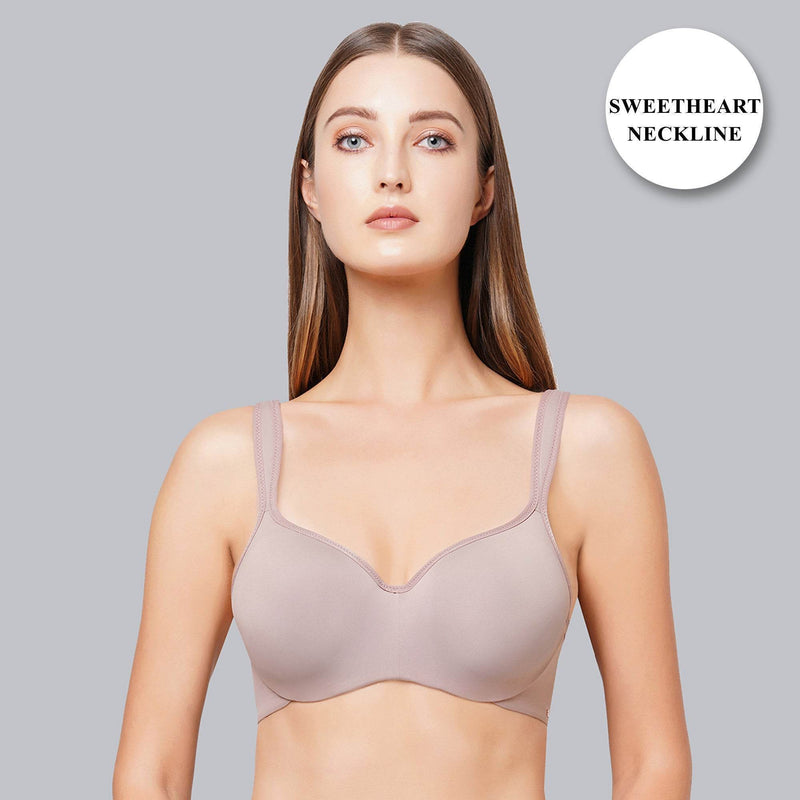 SOIE Woman - Padded Wired Full Coverage Seamless Cups Sweetheart Neckline Bra - Bra -for Women