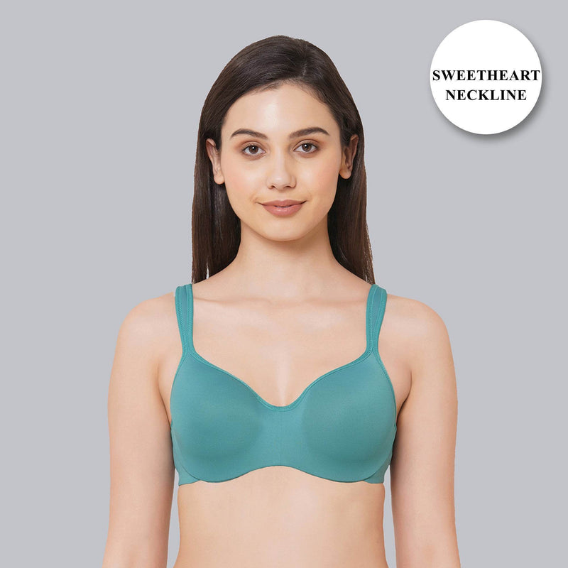 SOIE Woman - Padded Wired Full Coverage Seamless Cups Sweetheart Neckline Bra - Bra -for Women