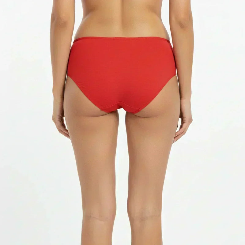 Bamboo Fabric Women's Mid Rise Panty | Red and Black | Pack of 2