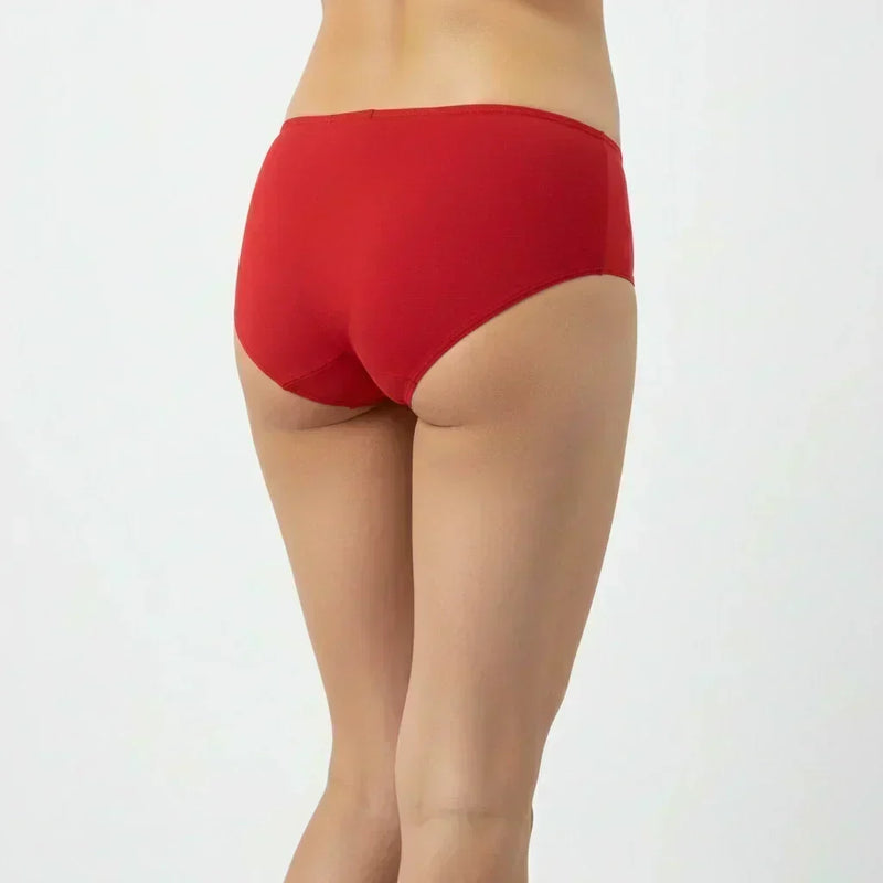 Bamboo Fabric Women's Mid Rise Panty | Red and Black | Pack of 2