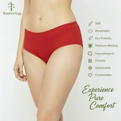 Bamboo Fabric Women's Mid Rise Panty | Red and Black | Pack of 2