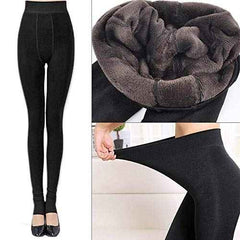 Slim Fit Black Thick Warm High Waisted Premium Fleece Lined Thermal Leggings for Women