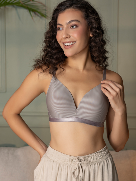 Padded Wirefree Self Striped T-Shirt Bra