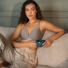 Padded Wirefree Self Striped T-Shirt Bra