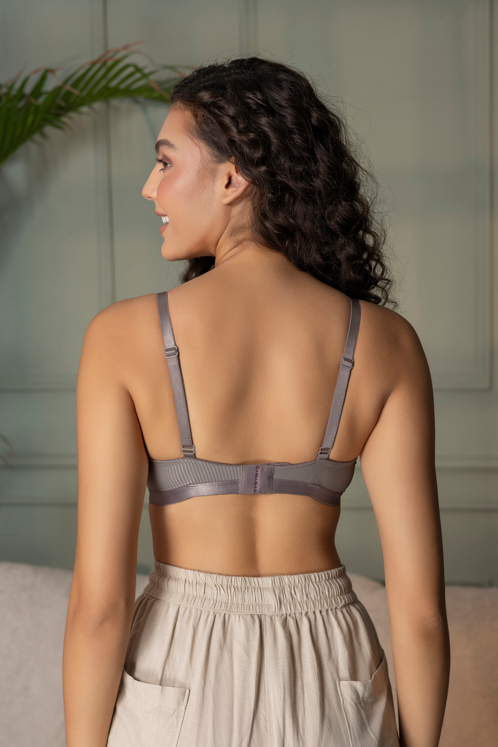 Padded Wirefree Self Striped T-Shirt Bra