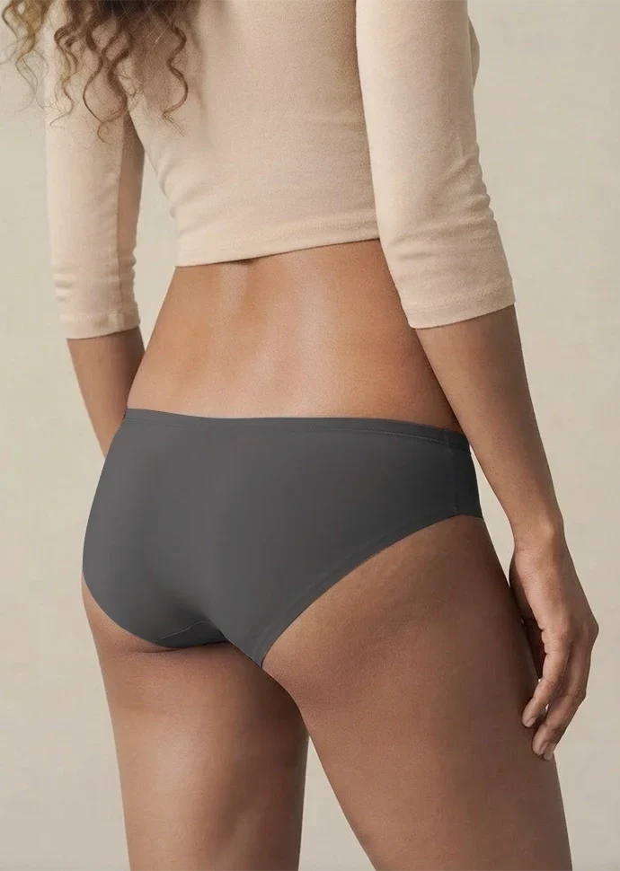 3 Pack - Grey Low-waist Bamboo Absorbent Underwear