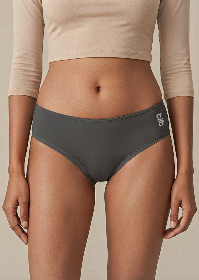 3 Pack - Grey Low-waist Bamboo Absorbent Underwear