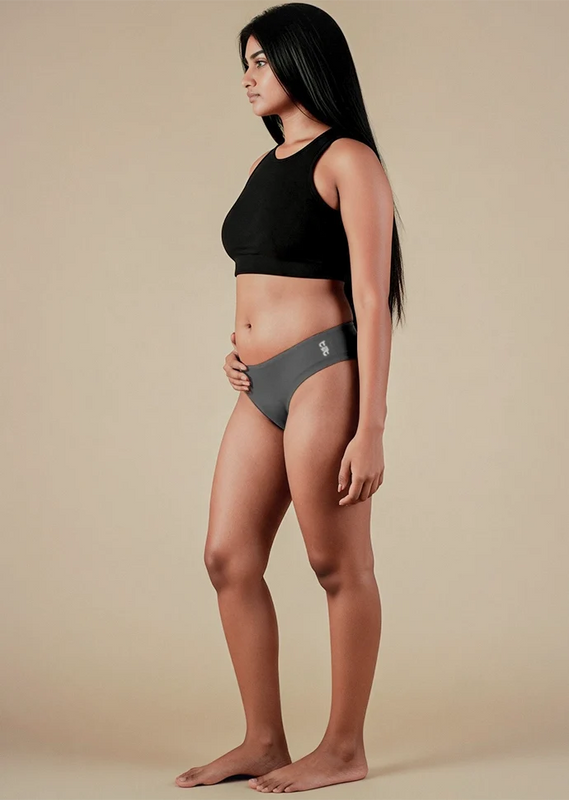 Grey Low-waist Bamboo Absorbent Underwear