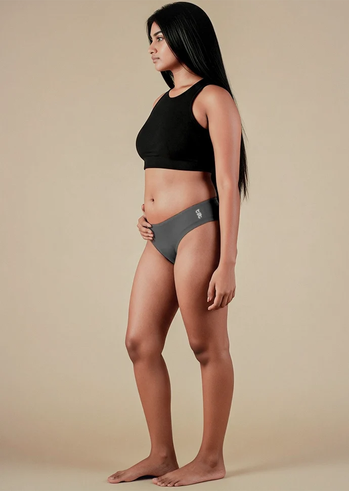 3 Pack - Grey Low-waist Bamboo Absorbent Underwear