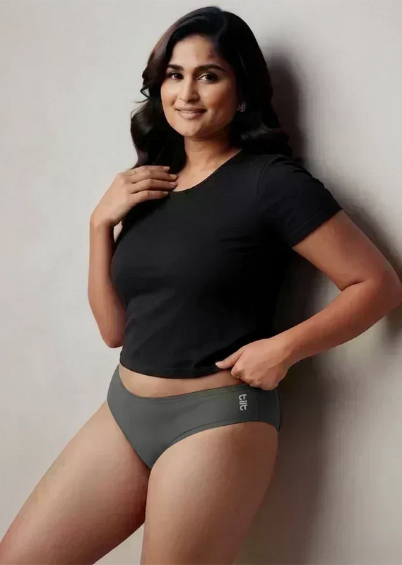 3 Pack - Grey Low-waist Bamboo Absorbent Underwear