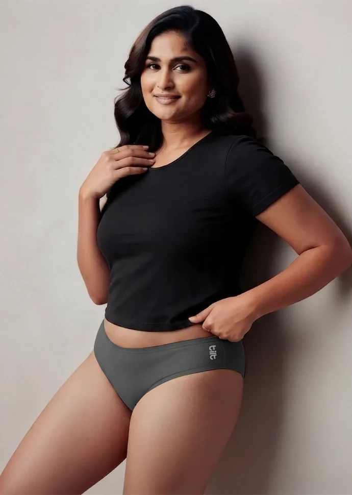 3 Pack - Grey Low-waist Bamboo Absorbent Underwear