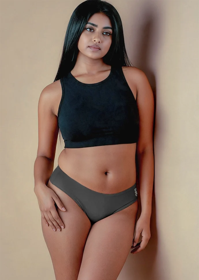 Grey Low-waist Bamboo Absorbent Underwear