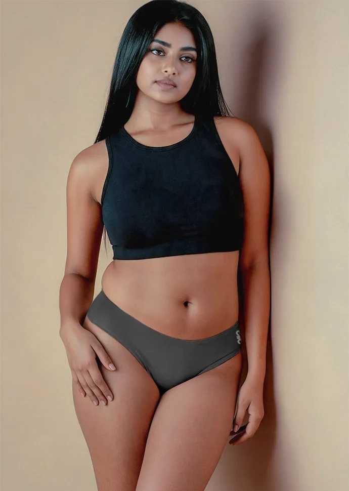 3 Pack - Grey Low-waist Bamboo Absorbent Underwear