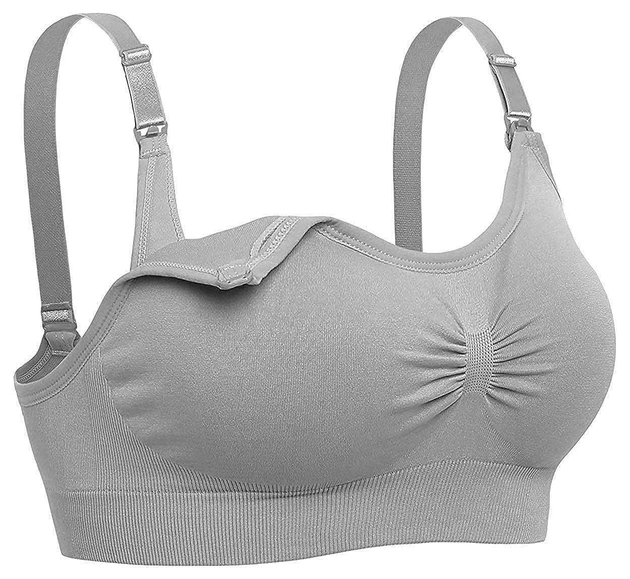 Women Organic Antimicrobial Soft Feeding Full Bust Seamless Nursing, Breastfeeding Maternity Bra with Remove Pads Pack of 3