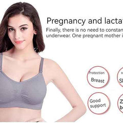 Women Organic Antimicrobial Soft Feeding Full Bust Seamless Nursing, Breastfeeding Maternity Bra with Remove Pads Pack of 3