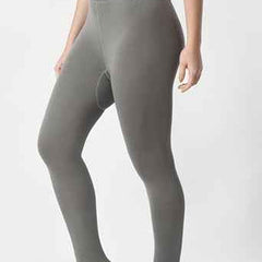 Plus Size Women Grey Comfort Fleece Footed Fur Stocking Winter Wear Extra Warm, Woolen High Waisted Lined Thigh Highs