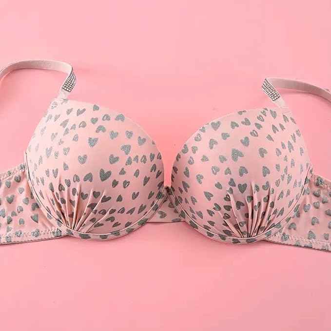 Brachy Women Printed Padded Wired Push Up Bra with Sexy Shine Seamless Panty Lingerie Set