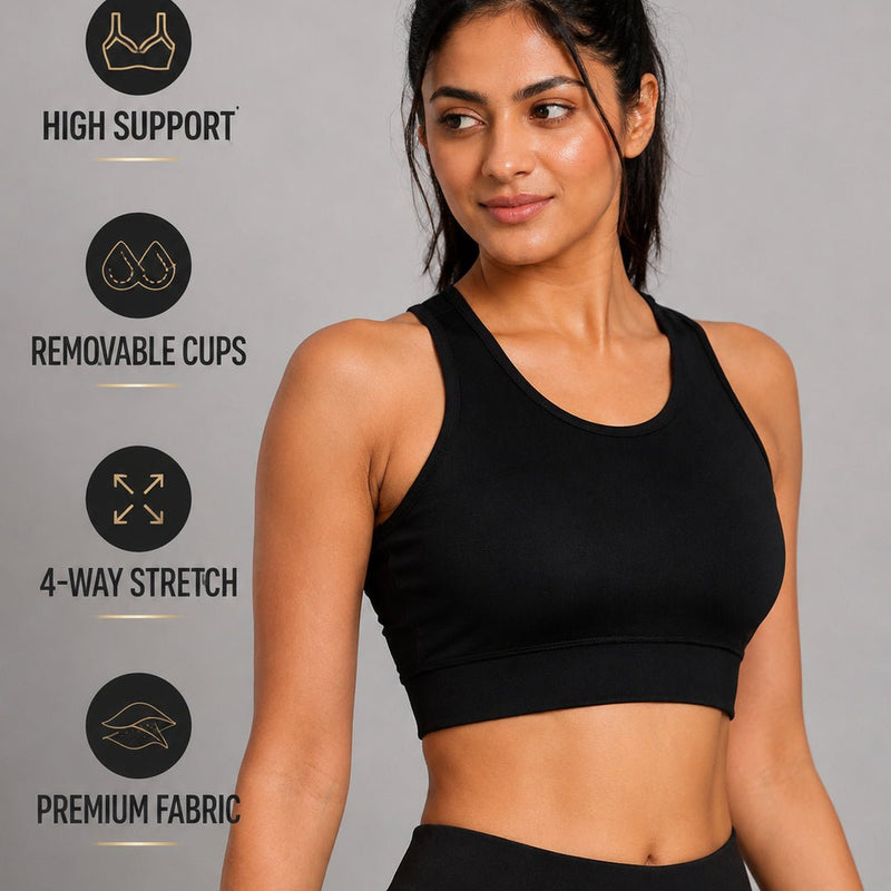 Solid Padded Sports Bra