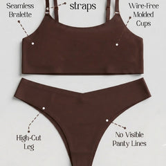 Brown Seamless Lingerie Set