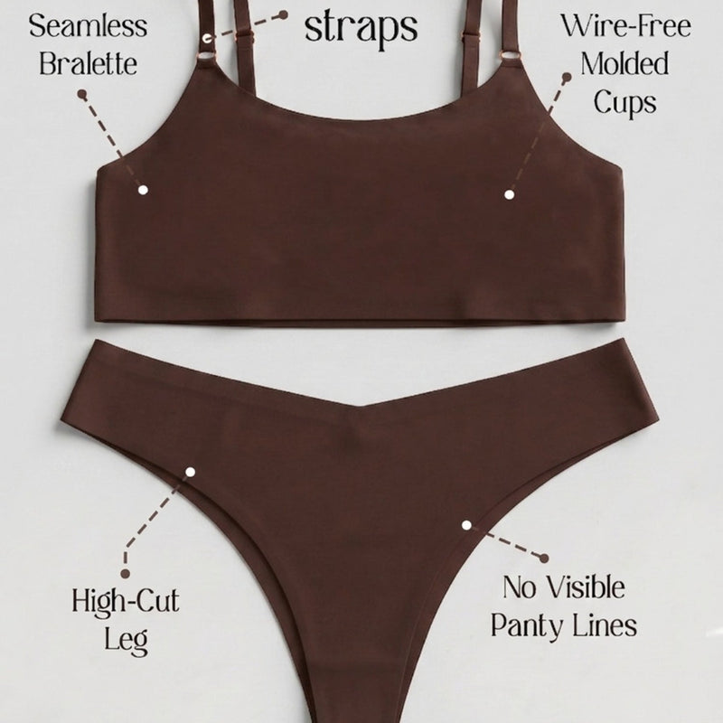 Brown Seamless Lingerie Set
