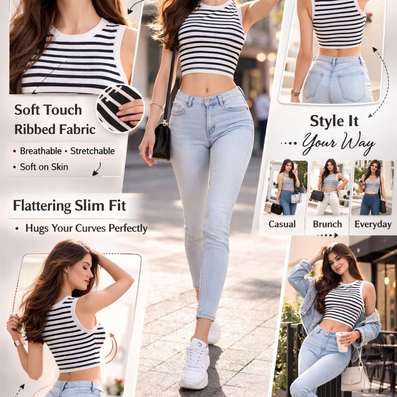 Brachy Women's White Solid Crop Top